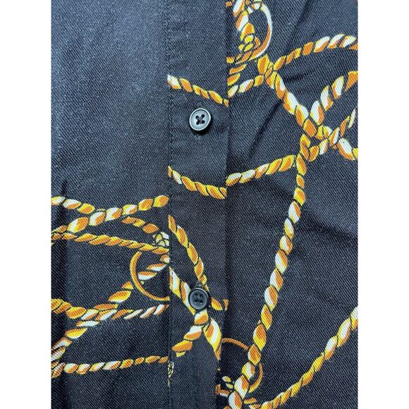 Stradivarius Shirt Dress‎ Womens Small Black Rope Tassel Gold Button Front - Picture 6 of 8